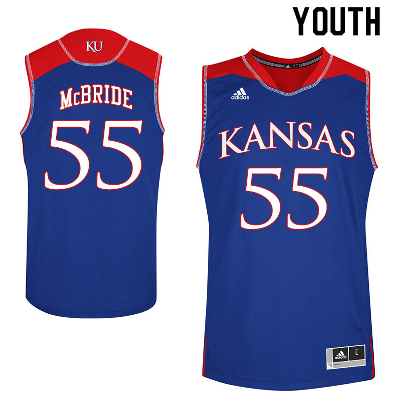 Youth #55 Issac McBride Kansas Jayhawks College Basketball Jerseys Sale-Royal